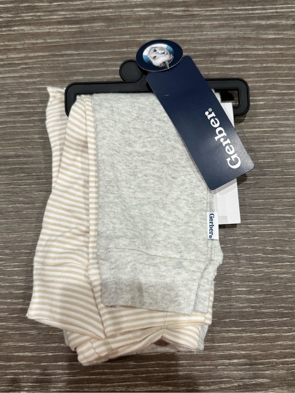 NWT Size 12 months Gerber Neutral Baby pant Set - Gray & Cream Stripes